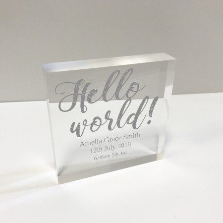 4x4 Glass Token - Hello World